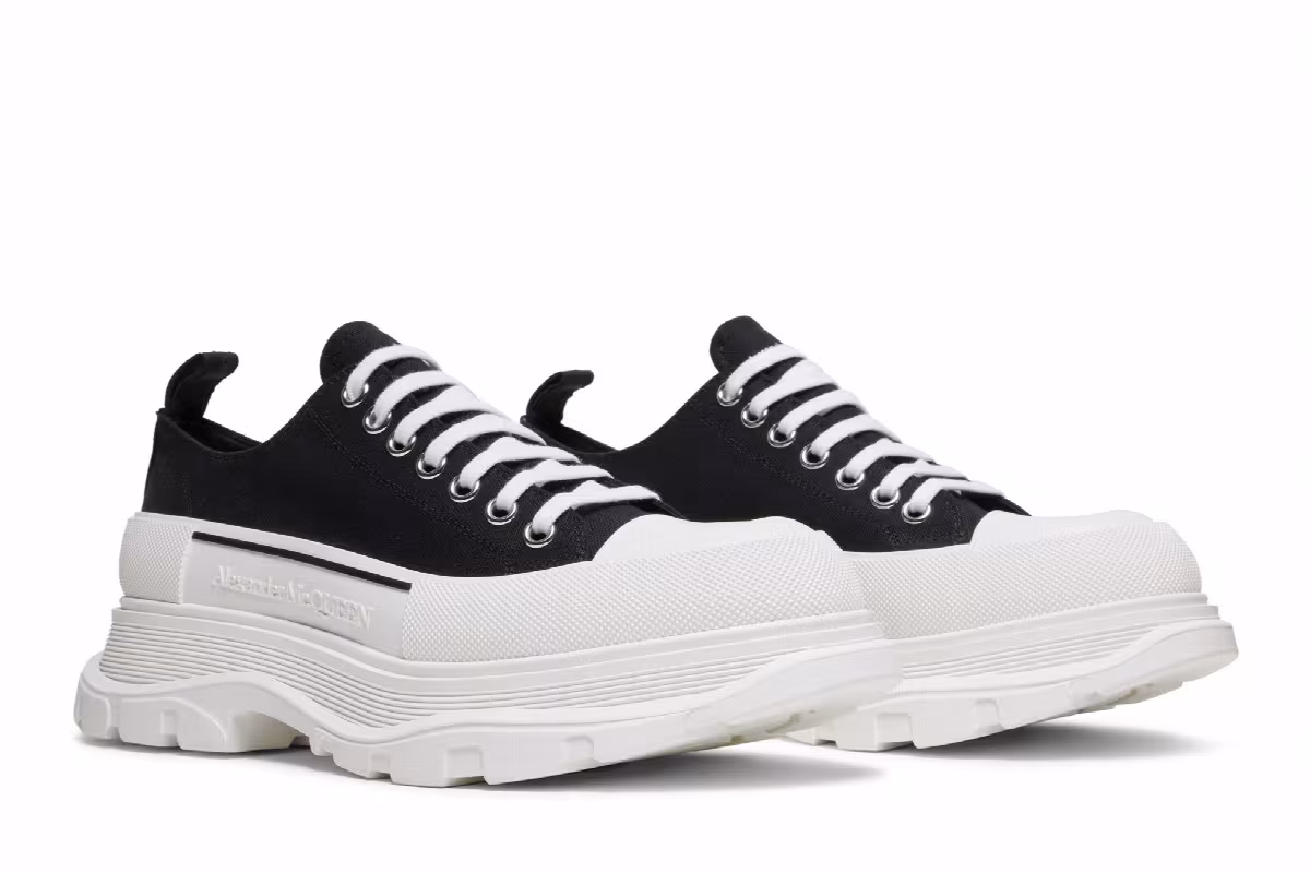 Alexander McQueen Tread Slick Lace Up Black White, view 9