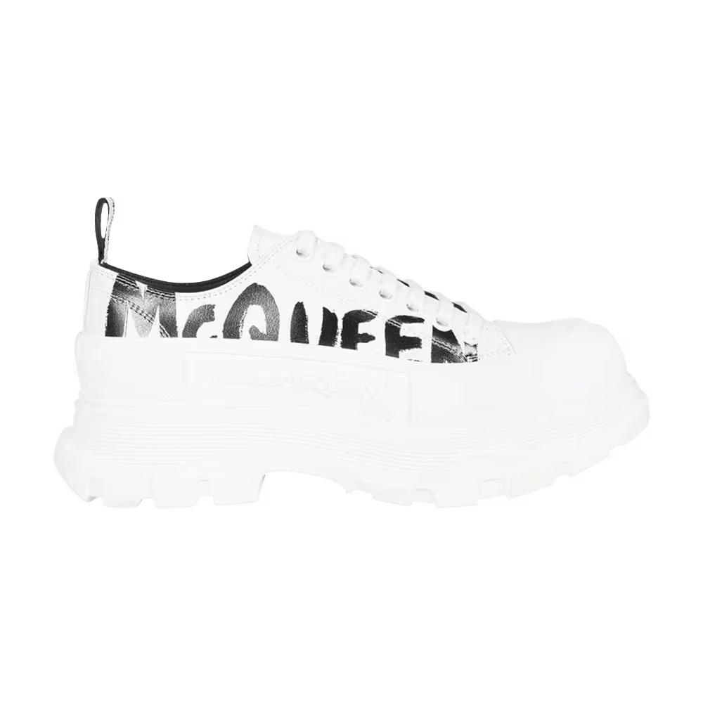 Alexander McQueen Tread Slick Lace Up McQueen Graffiti Logo - White