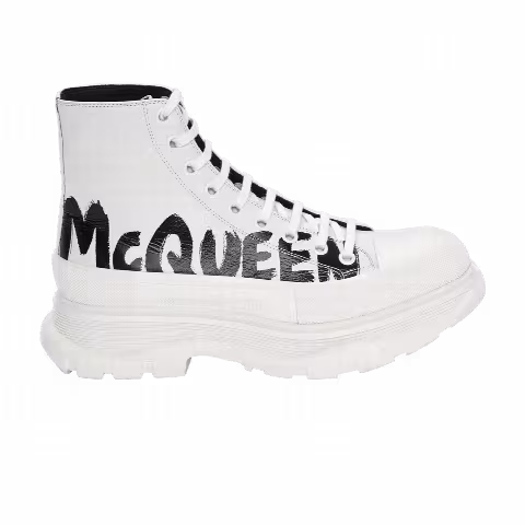 Alexander McQueen Tread Slick Boot 'Graffiti Logo - White'