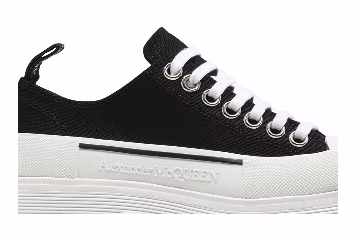 Alexander McQueen Women's Tread Slick Lace Up Black White, view 3