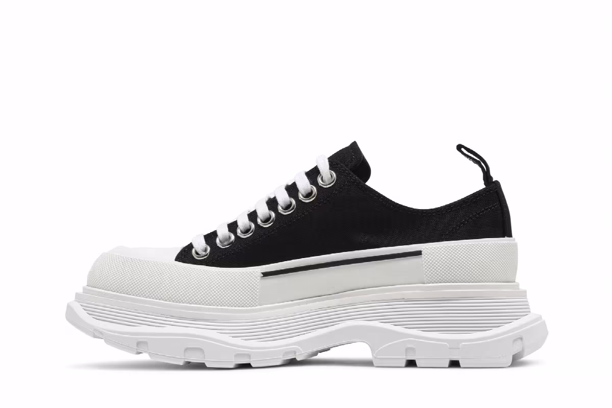 Alexander McQueen Women's Tread Slick Lace Up Black White, view 4