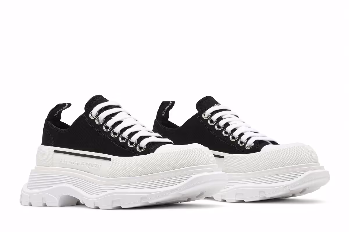 Alexander McQueen Women's Tread Slick Lace Up Black White, view 9