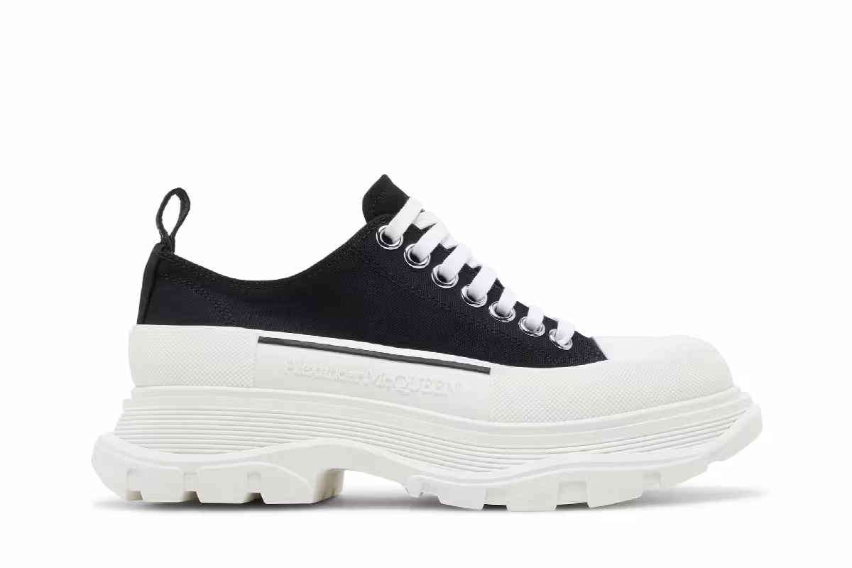 Alexander McQueen Women's Tread Slick Lace Up Black White, view 2