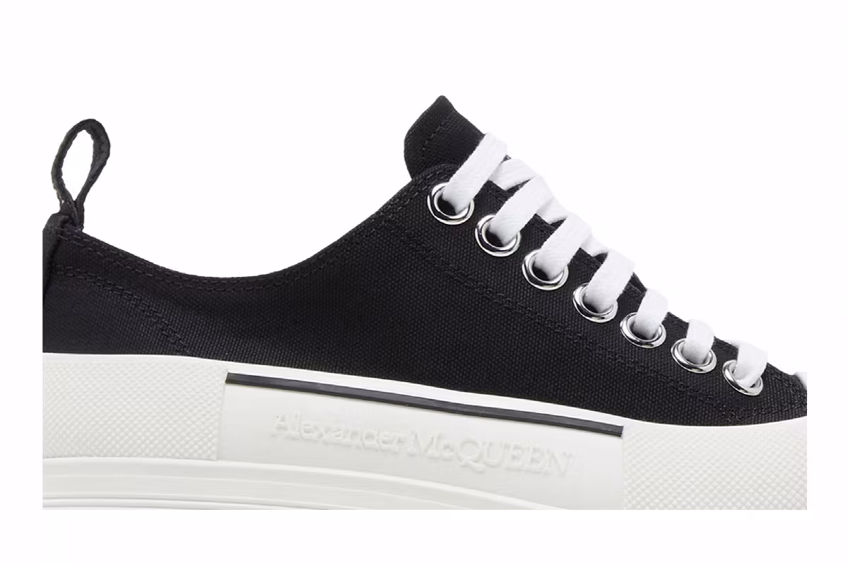 Alexander McQueen Women's Tread Slick Lace Up Black White, view 3