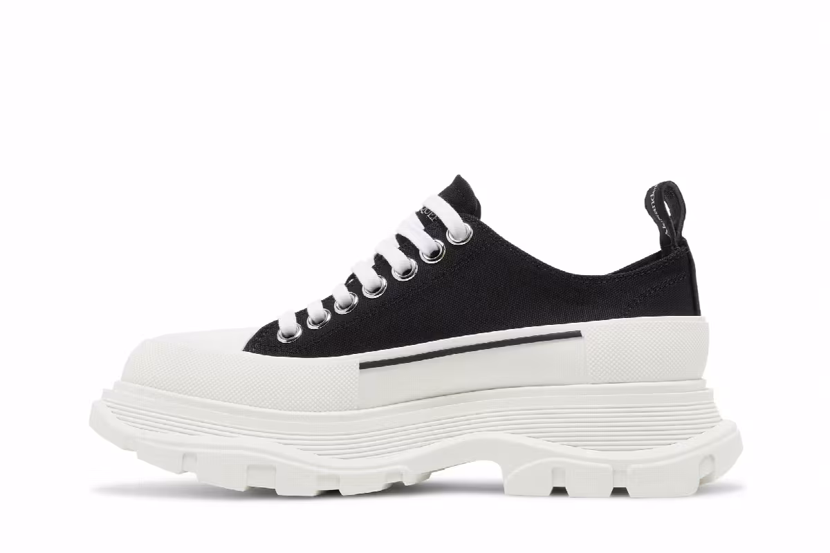 Alexander McQueen Women's Tread Slick Lace Up Black White, view 4