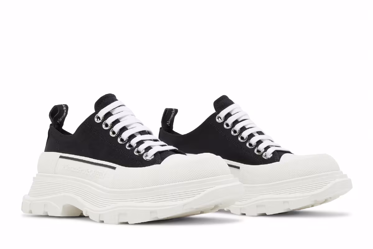 Alexander McQueen Women's Tread Slick Lace Up Black White, view 9