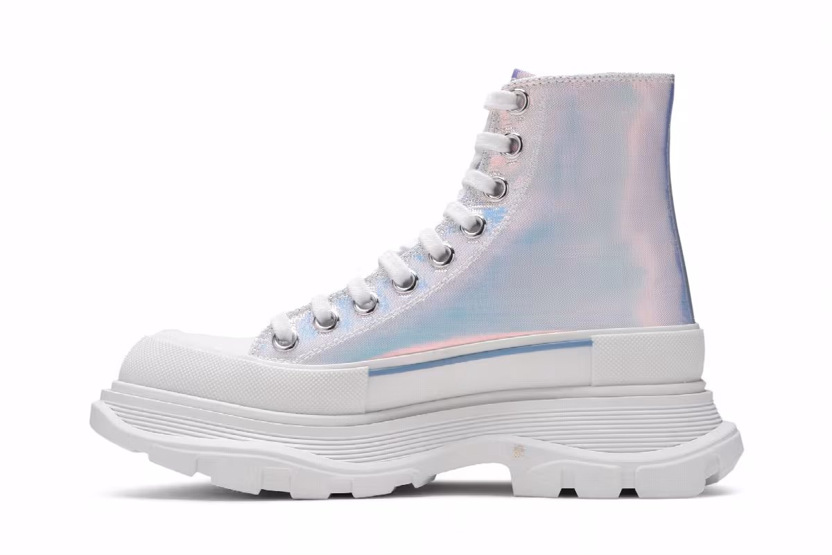 Alexander McQueen Women's Tread Slick Boots Iridescent, view 4