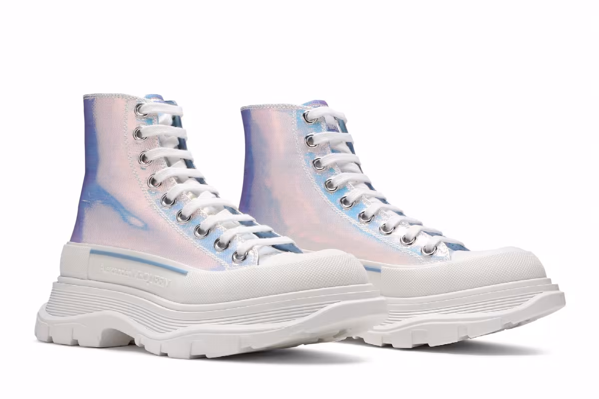 Alexander McQueen Women's Tread Slick Boots Iridescent, view 9