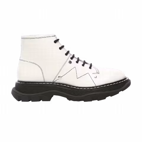 Alexander McQueen Wmns Tread Slick Lace Up Boot 'Ivory Black'