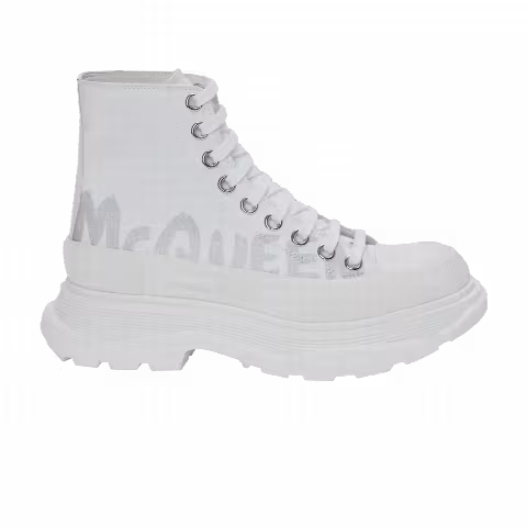 Alexander McQueen Wmns Tread Slick Boots 'White Silver'