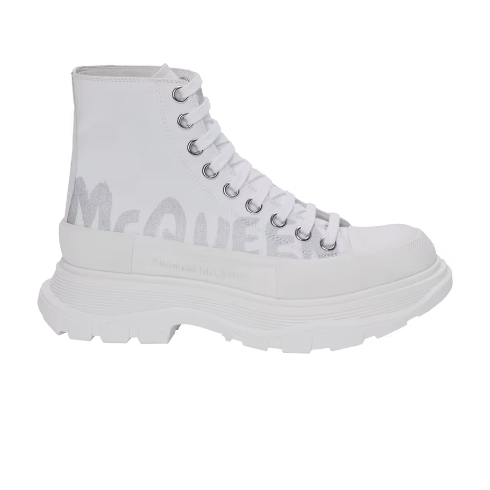 Alexander McQueen Women's Tread Slick Boots White Silver