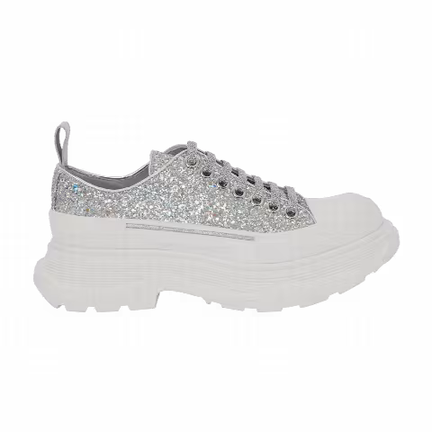Alexander McQueen Wmns Tread Slick Lace Up 'Holo Silver Glitter'