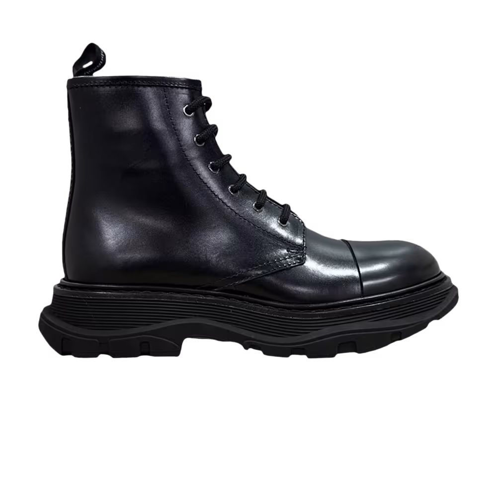 Alexander McQueen Tread Lace-Up Combat Boot Black