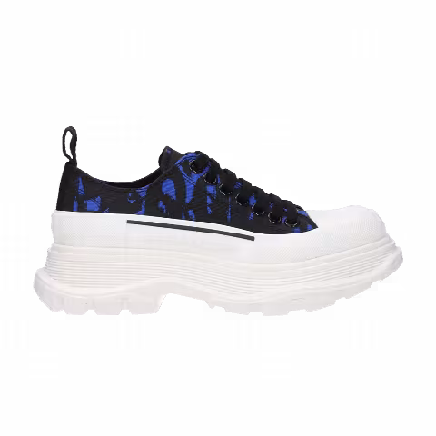 Alexander McQueen Wmns Tread Slick Low Lace Up 'Graffiti Logo - Blue Black'