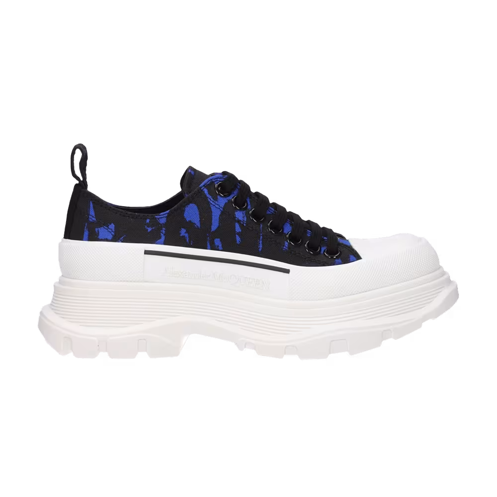 Alexander McQueen Women's Tread Slick Low Lace Up Graffiti Logo - Blue Black