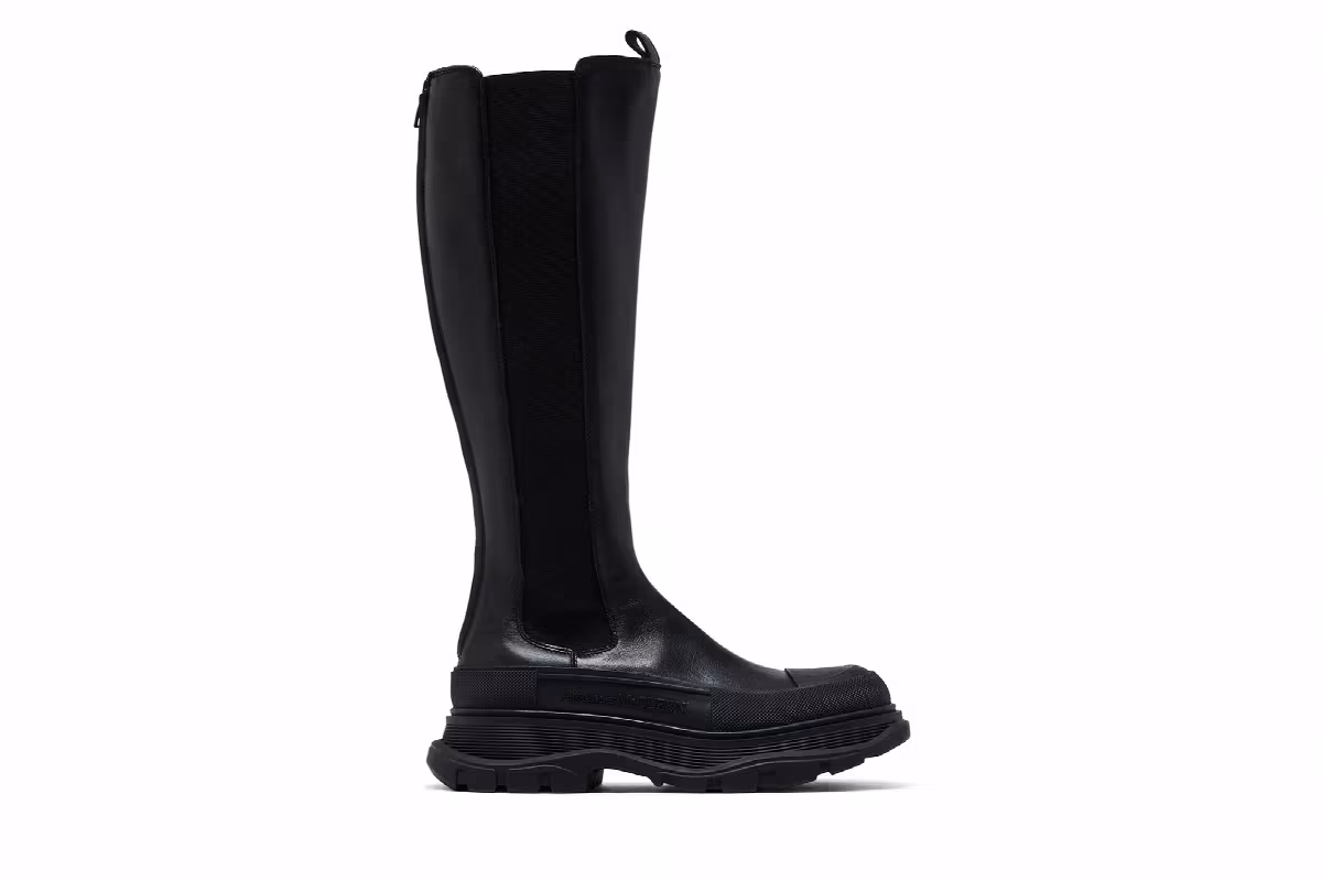 Alexander McQueen Women's Tread Slick Knee High Boot Black, view 2