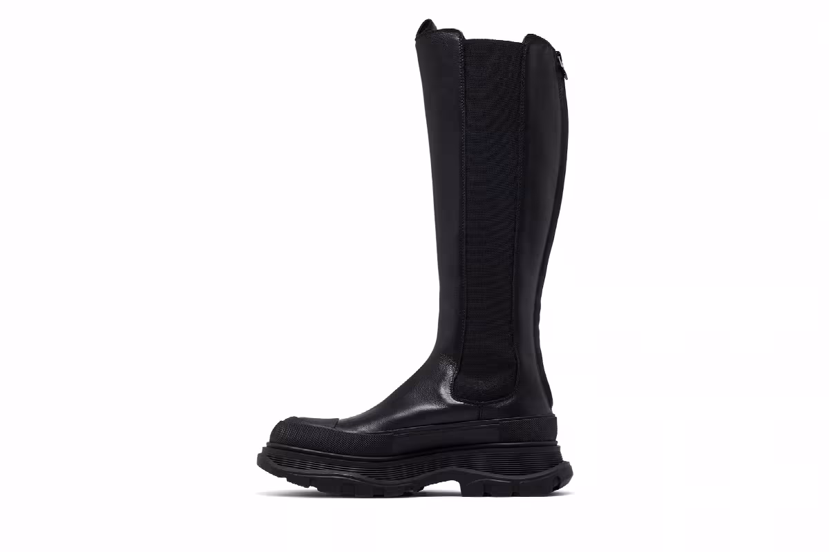Alexander McQueen Women's Tread Slick Knee High Boot Black, view 4