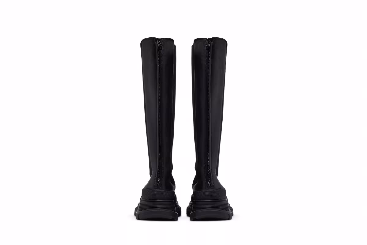 Alexander McQueen Women's Tread Slick Knee High Boot Black, view 7