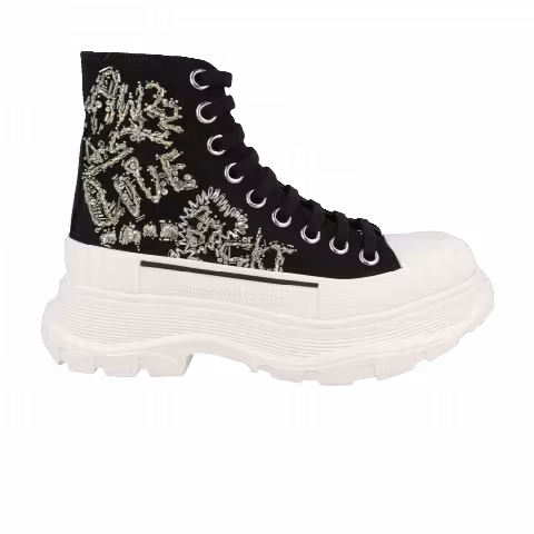 Alexander McQueen Wmns Tread Slick Boot 'Black Gold Crystal'