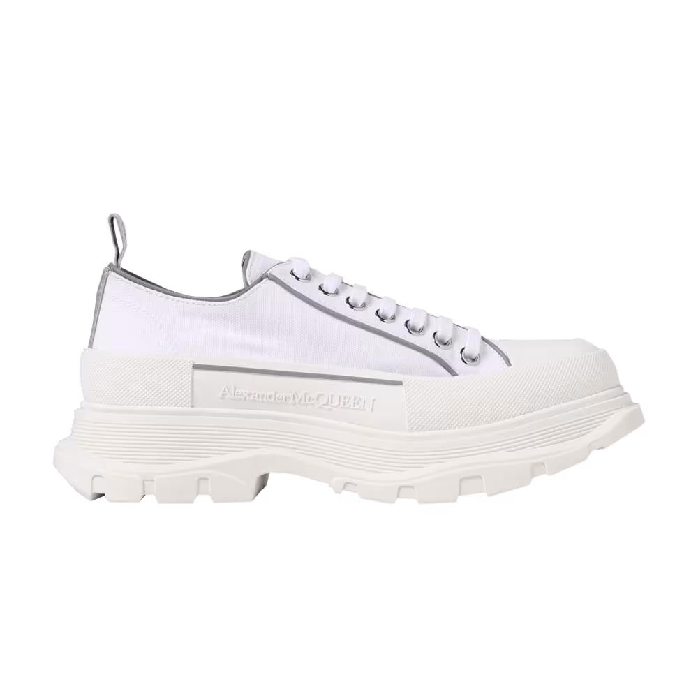 Alexander McQueen Tread Slick Lace Up White Silver