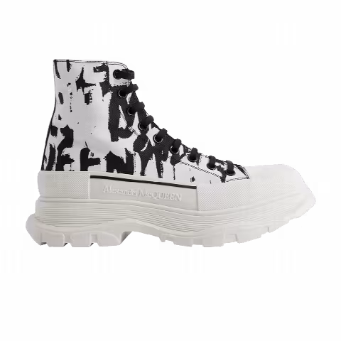 Alexander McQueen Tread Slick Boot 'Graffiti Logo - White Black'