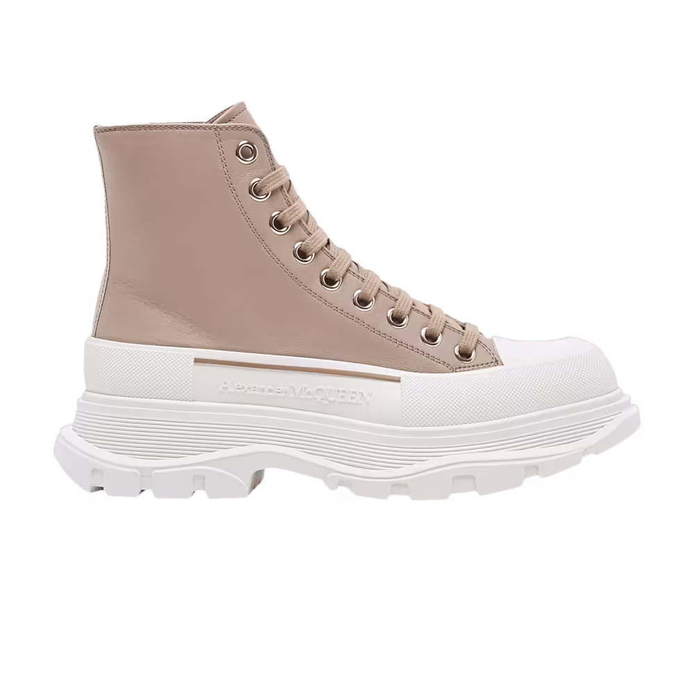 Alexander McQueen Women's Tread Slick Boot Beige Leather