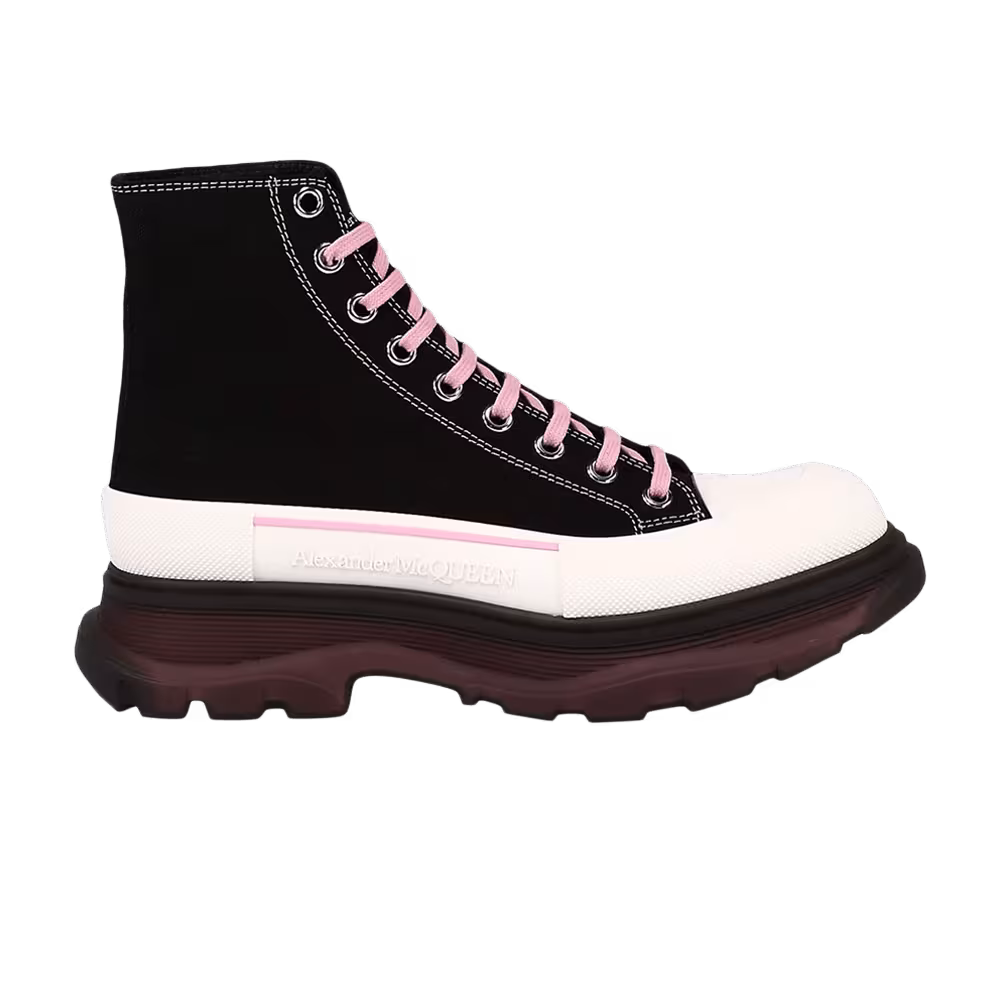 Alexander McQueen Tread Slick Boots Black Blossom Pink
