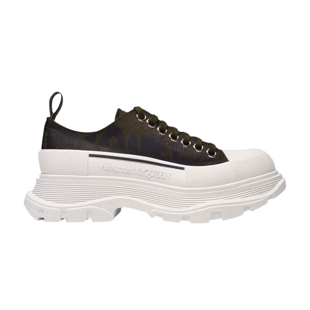 Alexander McQueen Women's Tread Slick Lace Up McQueen Graffiti Logo - Black White