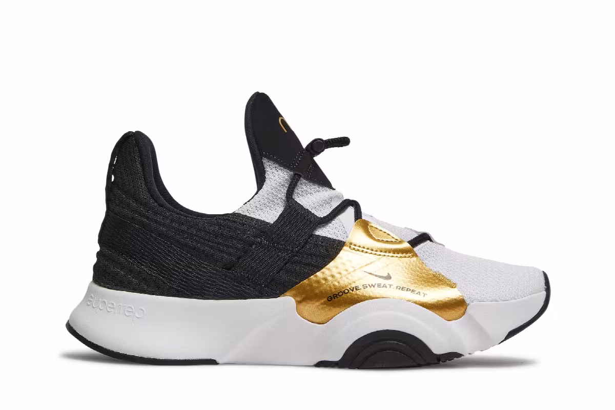 Nike Women's SuperRep Groove White Metallic Gold Coin, view 2