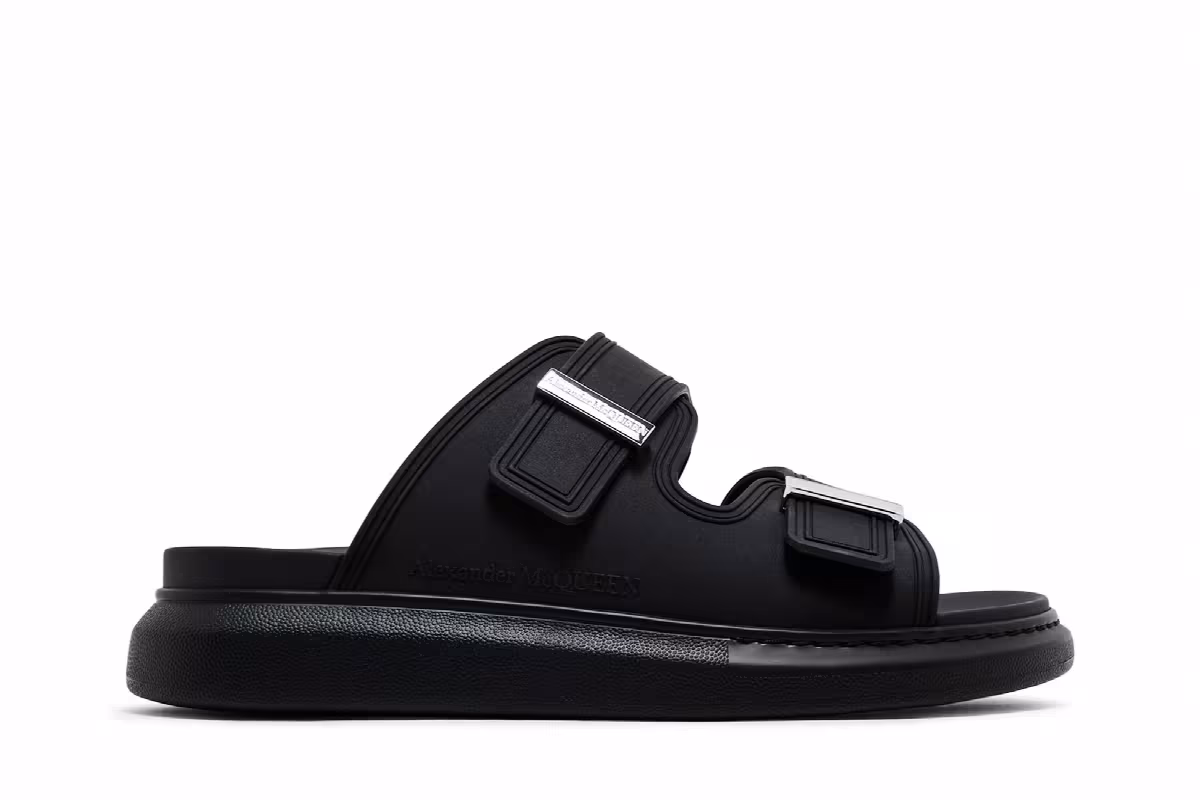 Alexander McQueen Hybrid Double Buckle Sandal Black, view 2