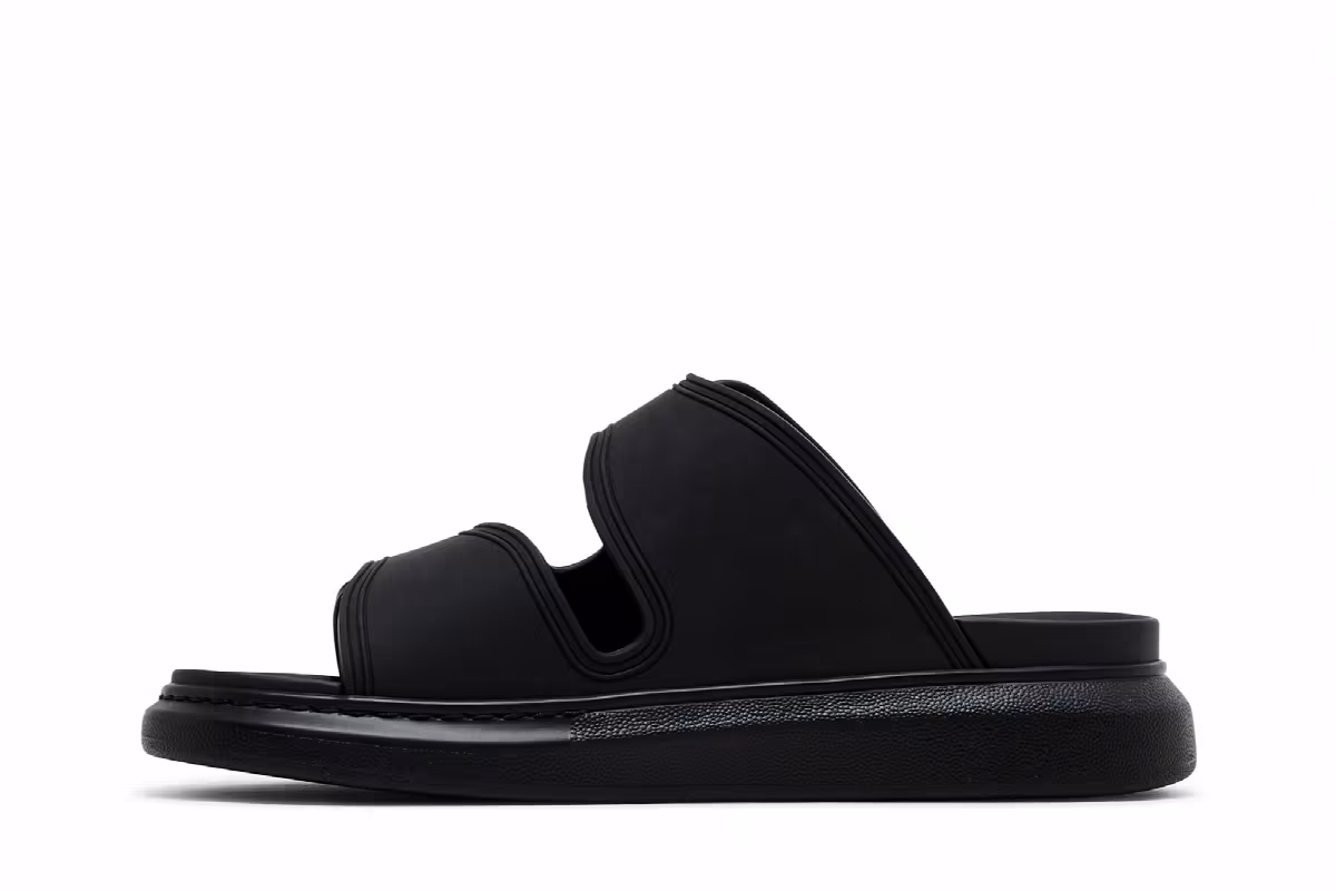 Alexander McQueen Hybrid Double Buckle Sandal Black, view 4