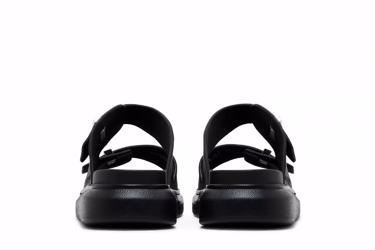 Alexander McQueen Hybrid Double Buckle Sandal Black, view 7