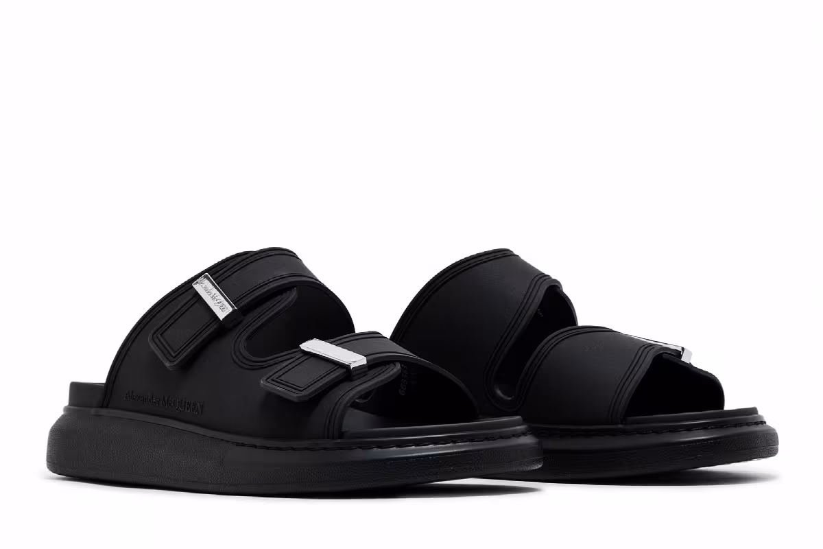 Alexander McQueen Hybrid Double Buckle Sandal Black, view 9