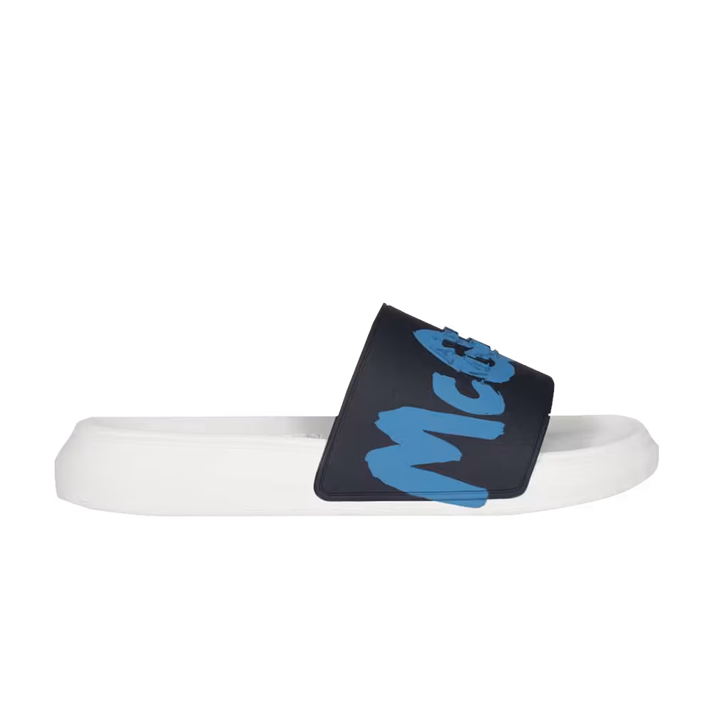 Alexander McQueen Women's Rubber Pool Slide Graffiti - Navy