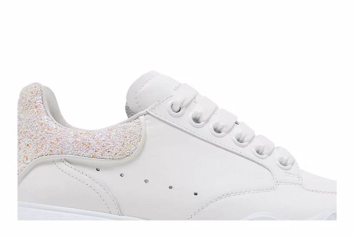 Alexander McQueen Women's Court Trainer White Pink Glitter, view 3