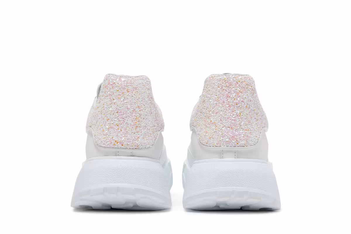 Alexander McQueen Women's Court Trainer White Pink Glitter, view 7
