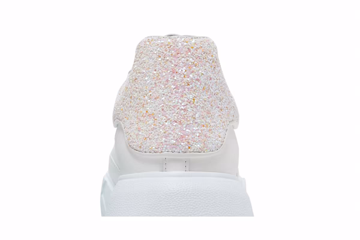 Alexander McQueen Women's Court Trainer White Pink Glitter, view 8