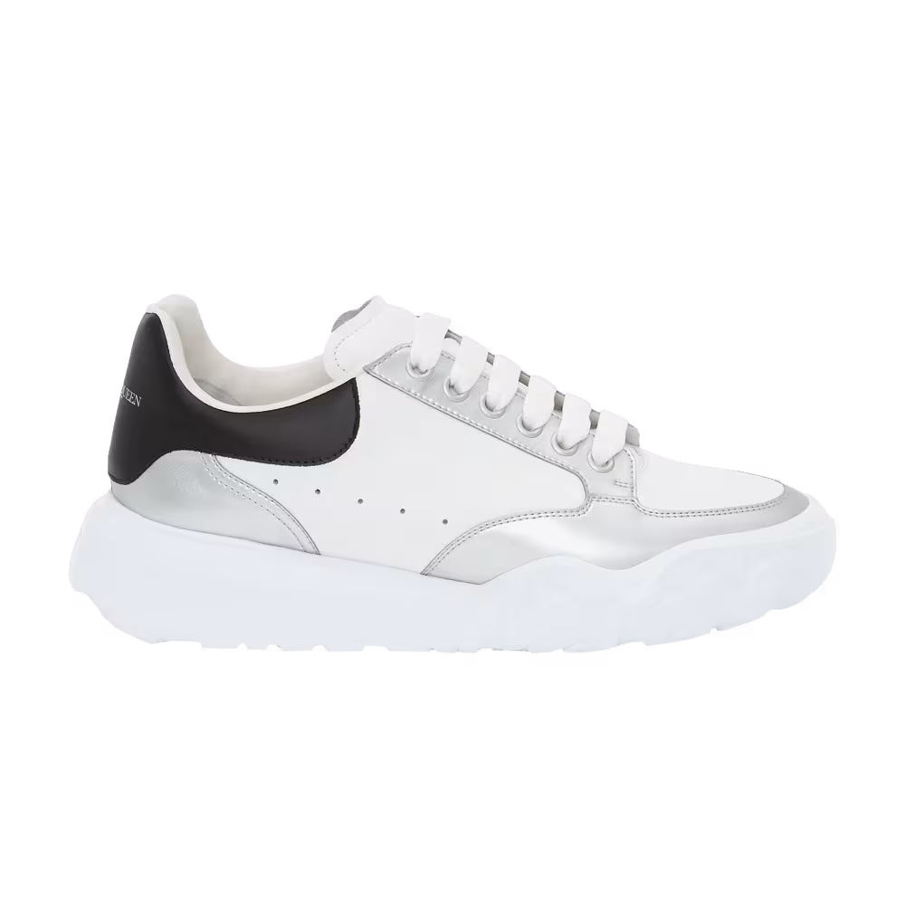 Alexander McQueen Oversized Court Trainer White Silver