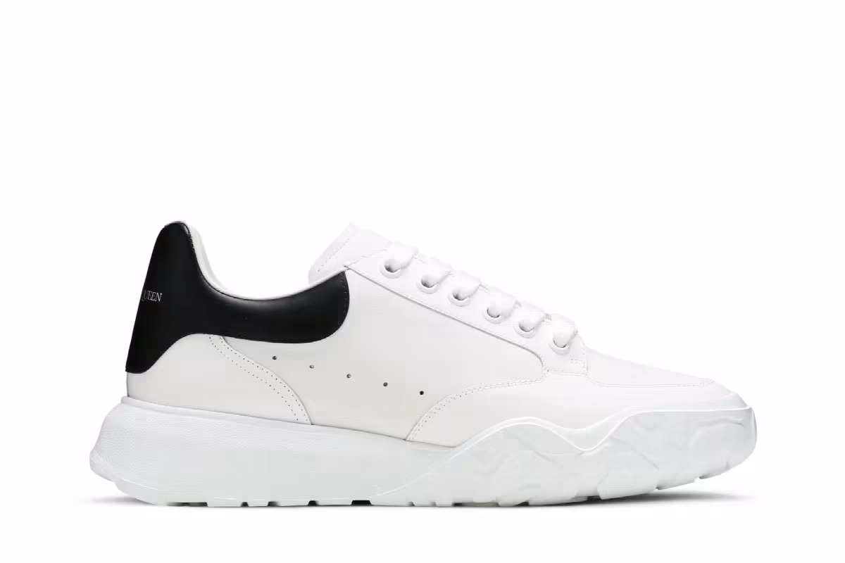 Alexander McQueen Women's Oversized Court Trainer White Black, view 2