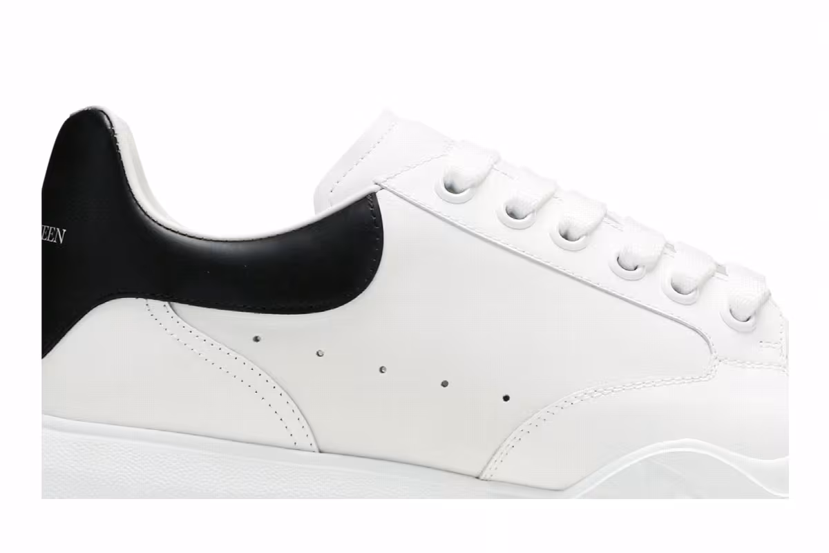 Alexander McQueen Women's Oversized Court Trainer White Black, view 3