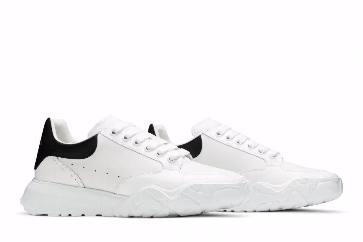 Alexander McQueen Women's Oversized Court Trainer White Black, view 9