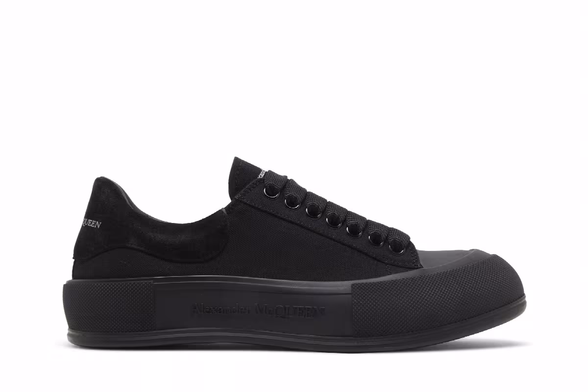 Alexander McQueen Deck Plimsoll Low Triple Black, view 2
