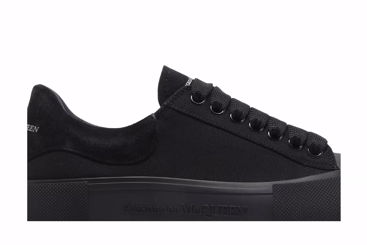 Alexander McQueen Deck Plimsoll Low Triple Black, view 3