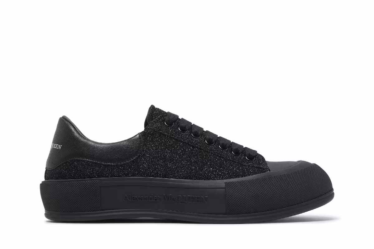 Alexander McQueen Deck Plimsoll Black Glitter, view 2