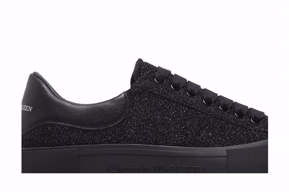 Alexander McQueen Deck Plimsoll Black Glitter, view 3