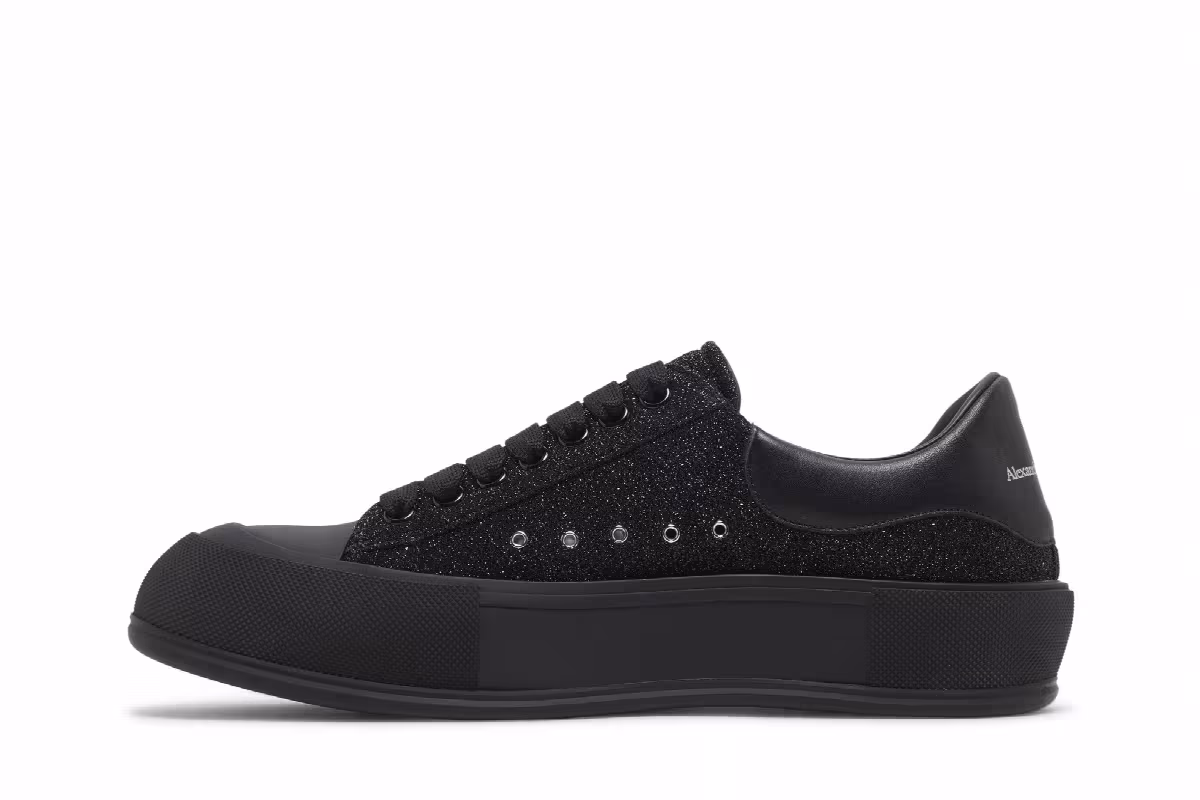 Alexander McQueen Deck Plimsoll Black Glitter, view 4