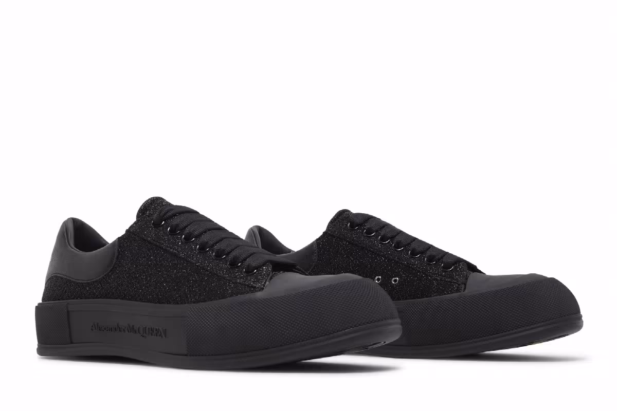 Alexander McQueen Deck Plimsoll Black Glitter, view 9
