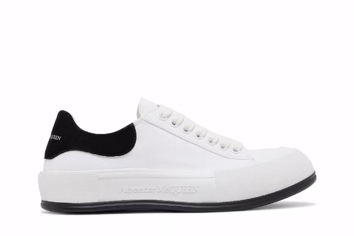 Alexander McQueen Deck Plimsoll Low White Black, view 2