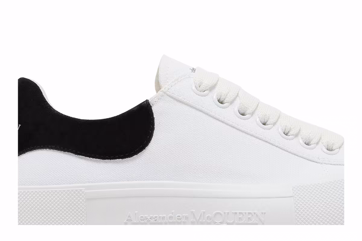 Alexander McQueen Deck Plimsoll Low White Black, view 3
