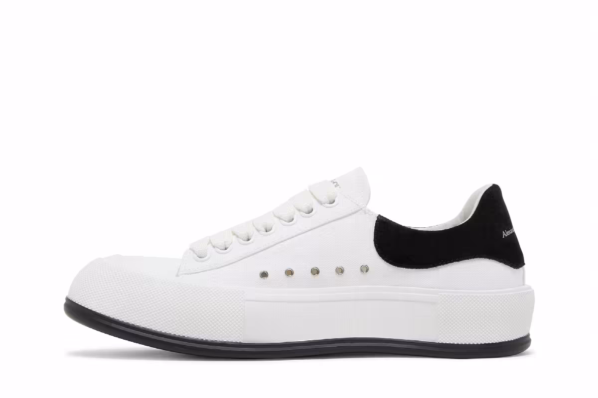Alexander McQueen Deck Plimsoll Low White Black, view 4
